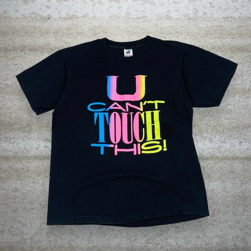 Vintage 90s MC Hammer Shirt Mens L Black U Cant Touch This Promo Cotton